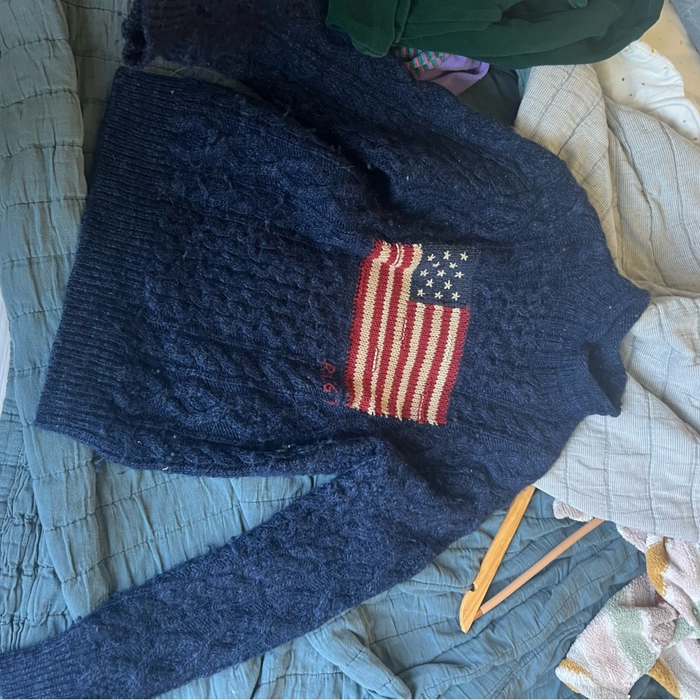 Polo Ralph Lauren Navy Sweater with Flag Design